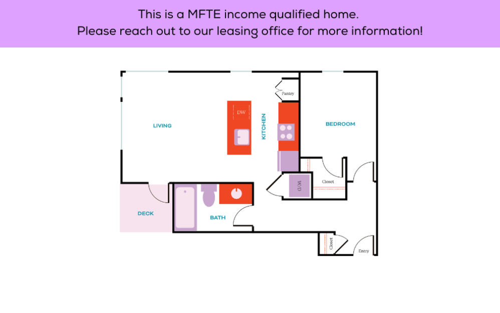 1x1 - MFTE - 70% - 1 bedroom floorplan layout with 1 bathroom and 515 square feet (1x1 F
)