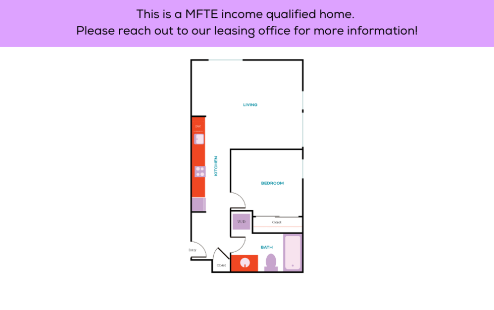 1x1 - MFTE - 70% - 1 bedroom floorplan layout with 1 bathroom and 515 square feet (1x1 G
)